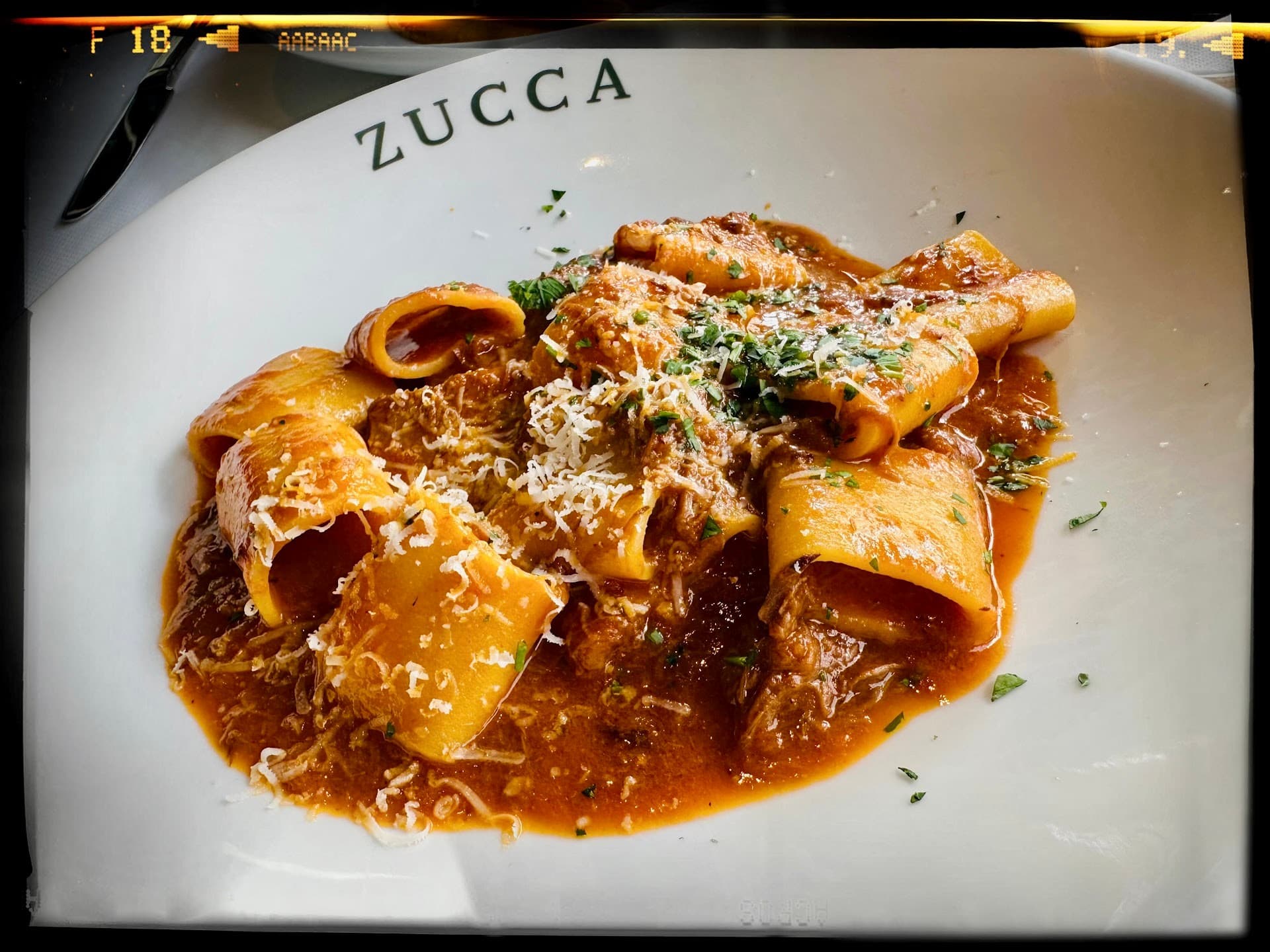 Delicious pasta dish at Zucca in Coral Gables